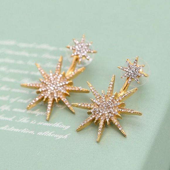 Jewelry - Gold & Crystal Stud Earrings w/Matching Jackets